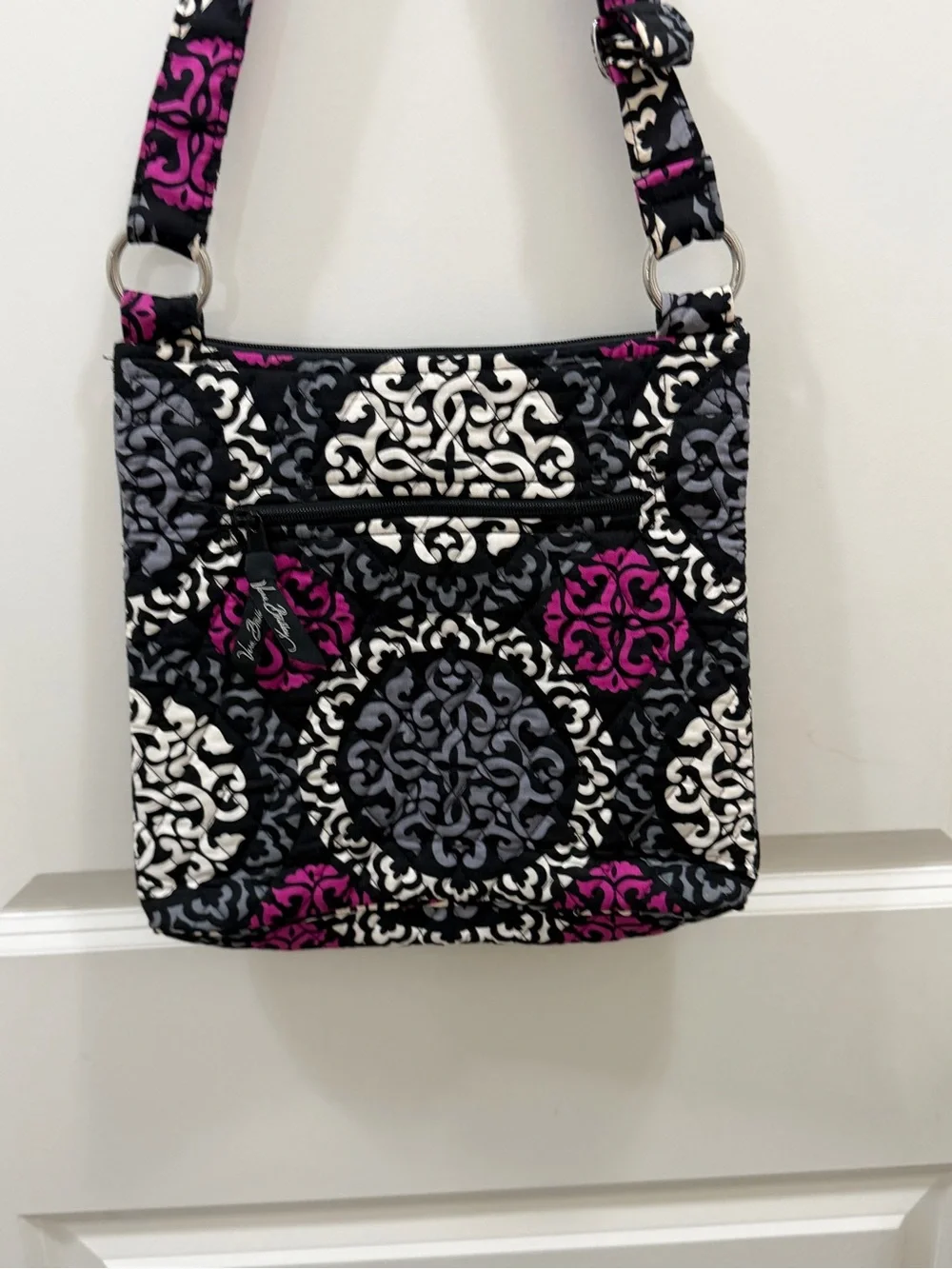 Vera Bradley Black, Gray & Magenta Quilted Crossbody Bag
